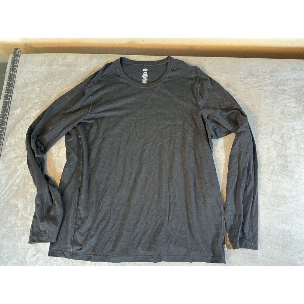 REI Co-op Base Layer T-Shirt Black 100% Merino Wool Long Sleeve Men’s Size XL